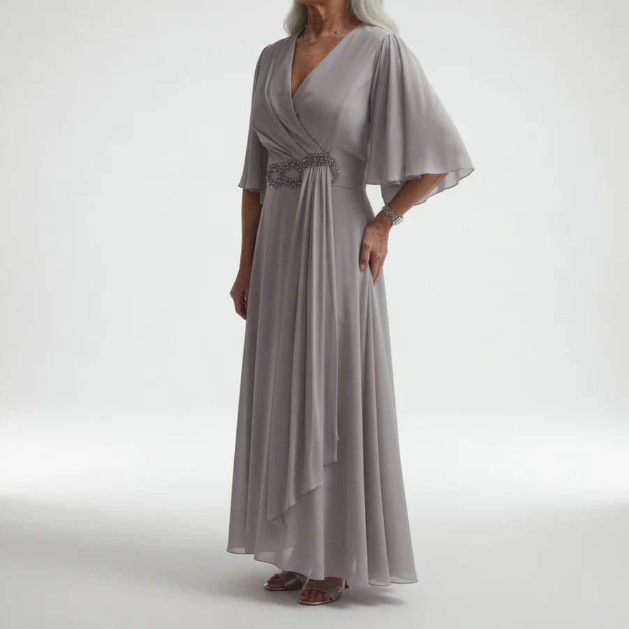 Isolde™ | Butterfly Sleeved Long Wrap Dress
