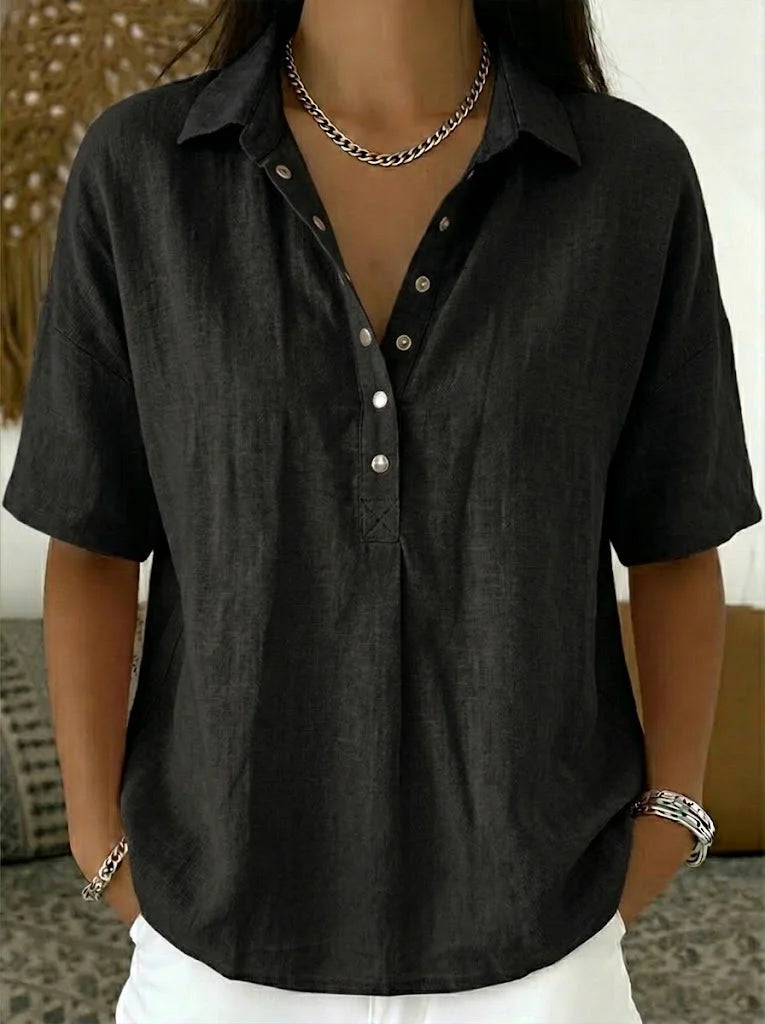 Michaela™ | Relaxed Fit Short Sleeve Blouse