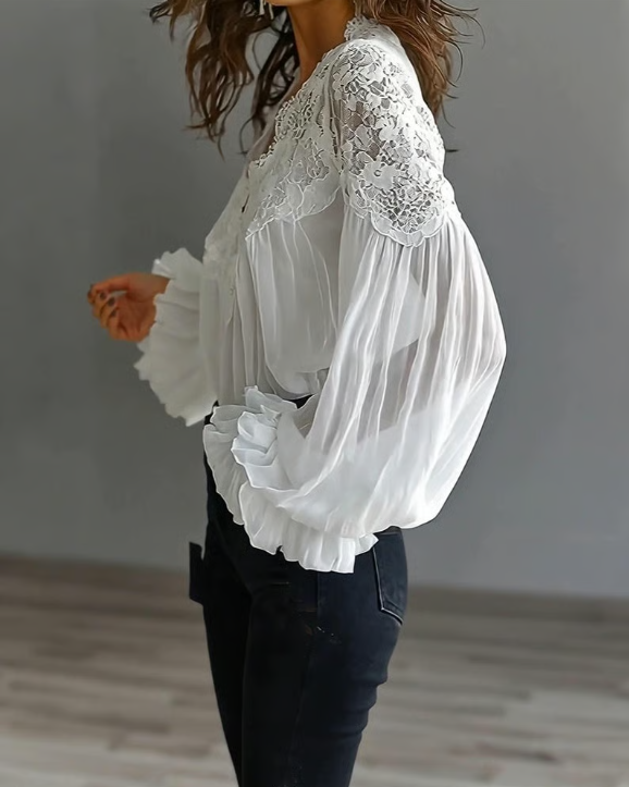 Makayla™ | Elegant Lace Lantern Sleeve Blouse