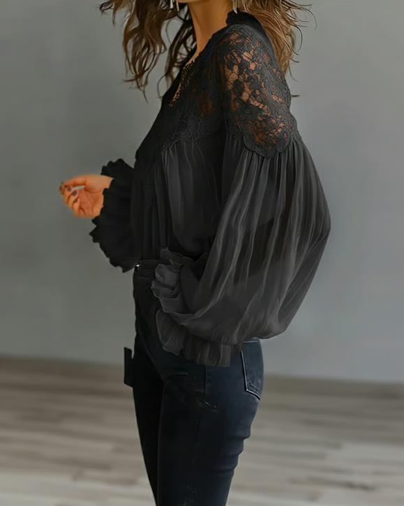 Makayla™ | Elegant Lace Lantern Sleeve Blouse