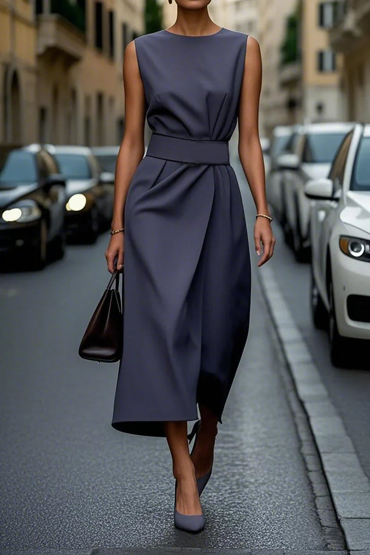 Claudia™ | Elegant Sleeveless Wrap Midi Dress