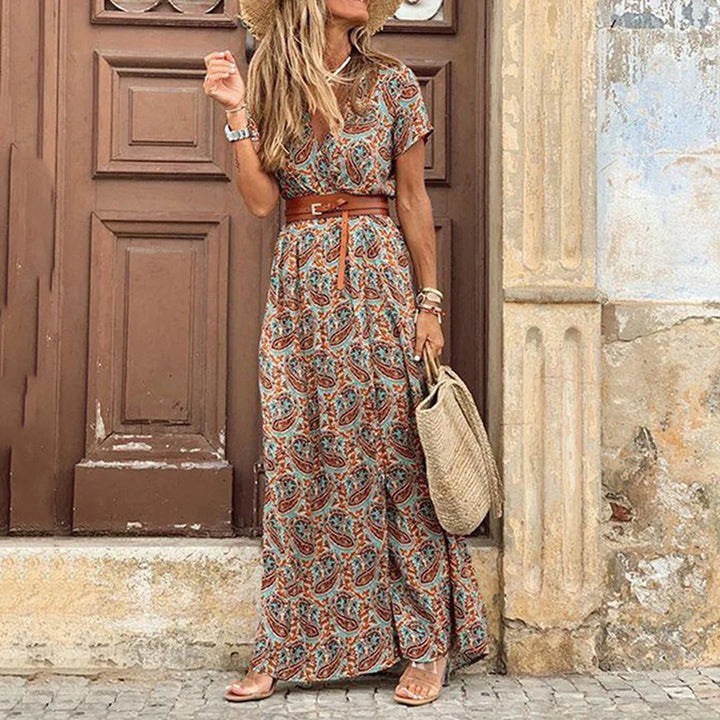 Agnes | V-Neck Boho Maxi Dress