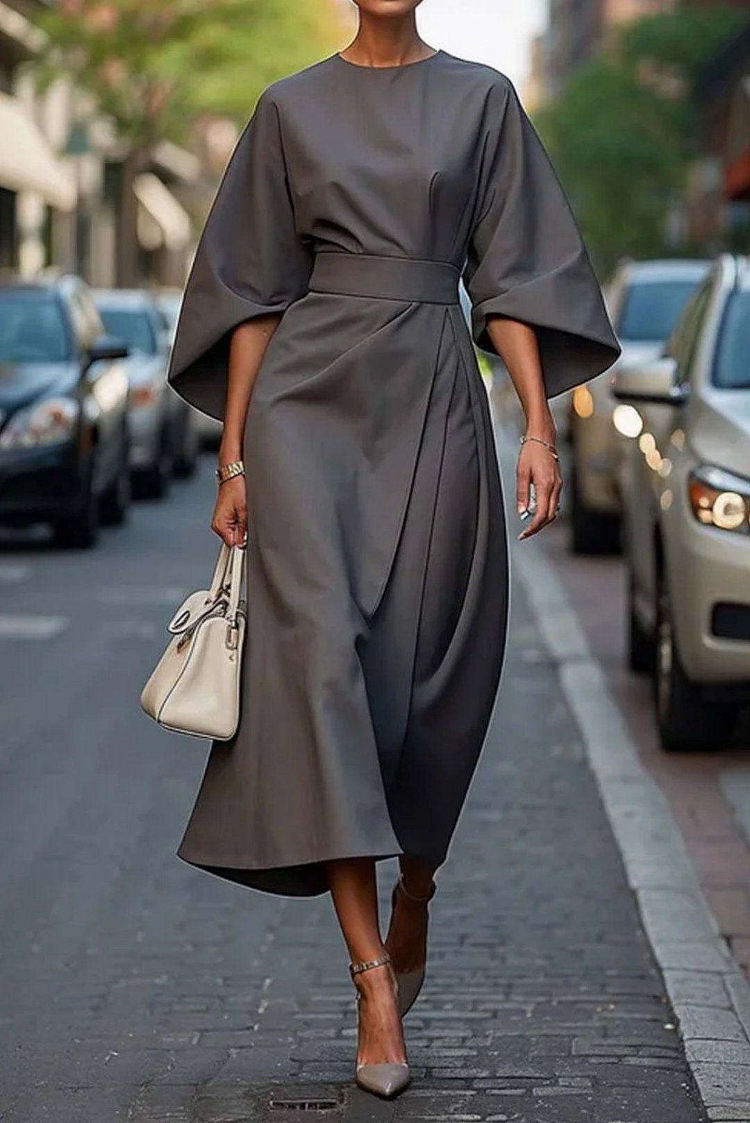 Stephanie™ | Elegant Lantern Sleeve Dress