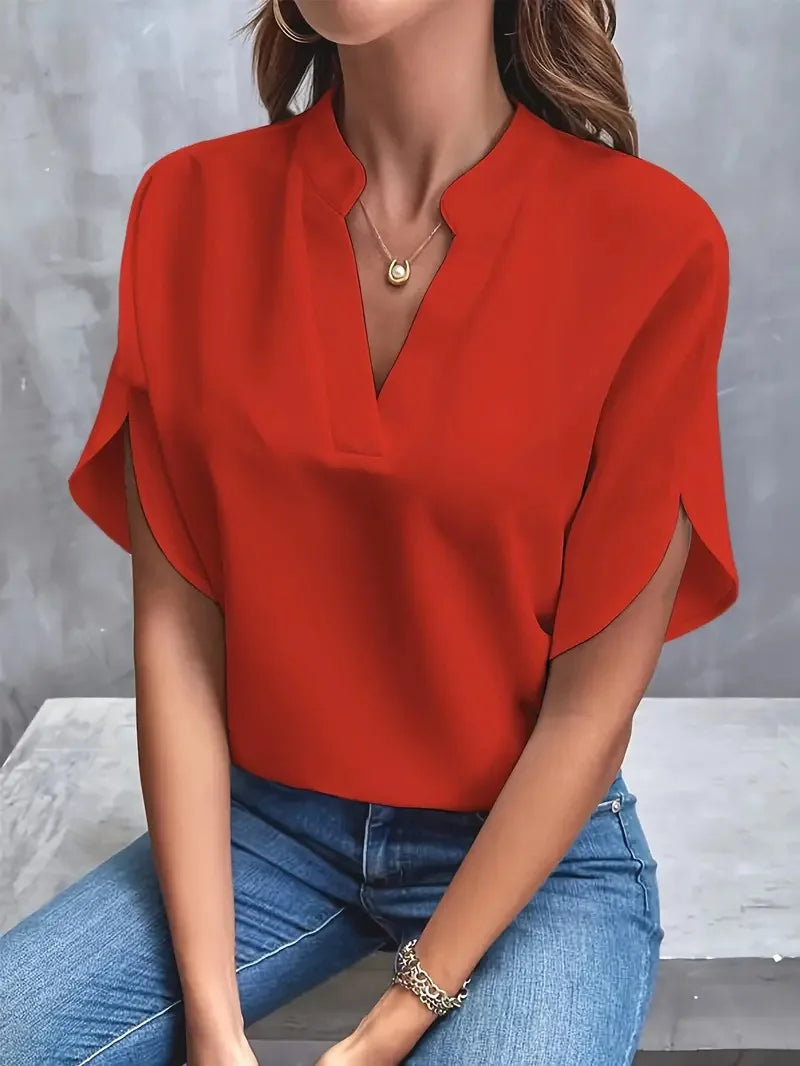 Delia | Elegant V-Neck Blouse