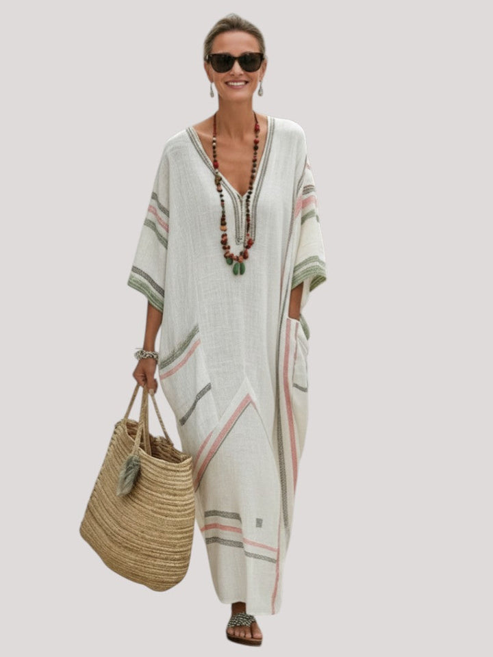 Althea | V Neck Wide Sleeve Pocket Maxi Dress