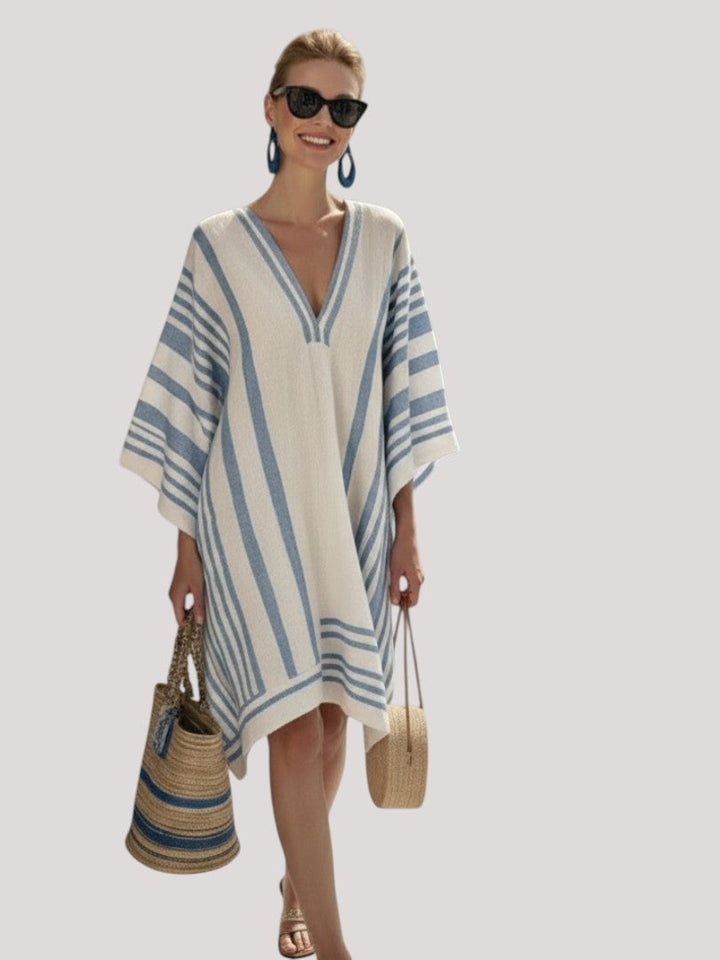 Serenella | V Neck Wide Sleeve Knee Length Dress