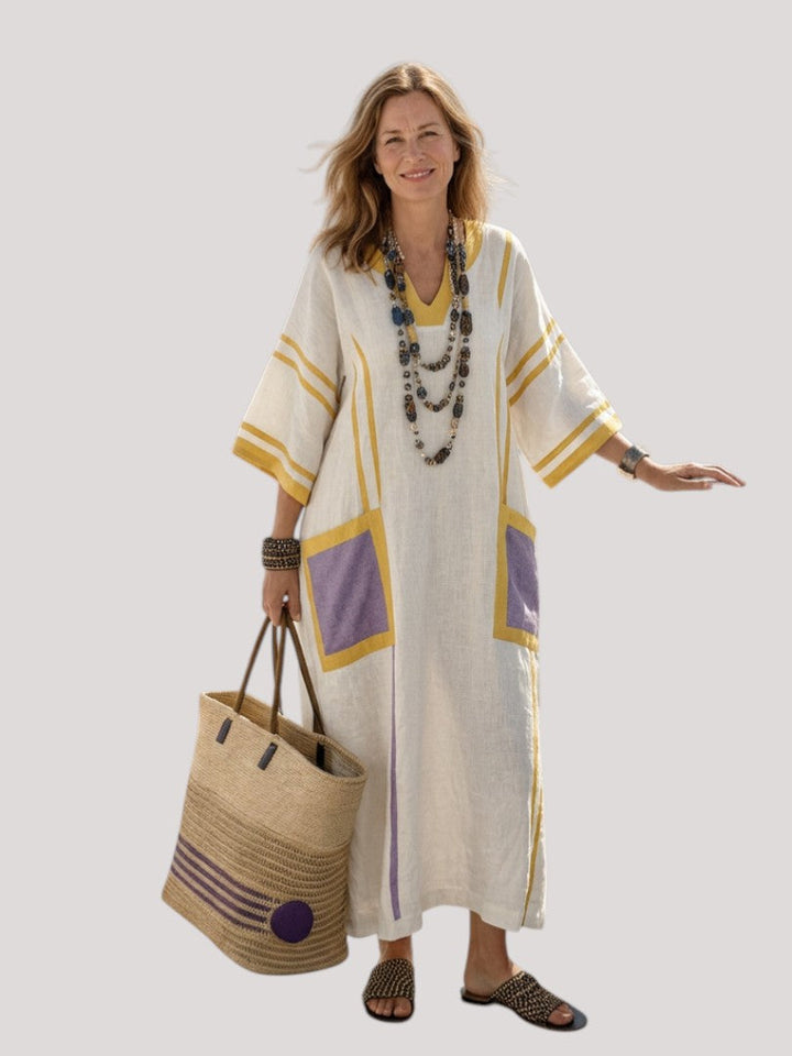 Zafira | V Neck Short Sleeve Pocket Maxi Dress
