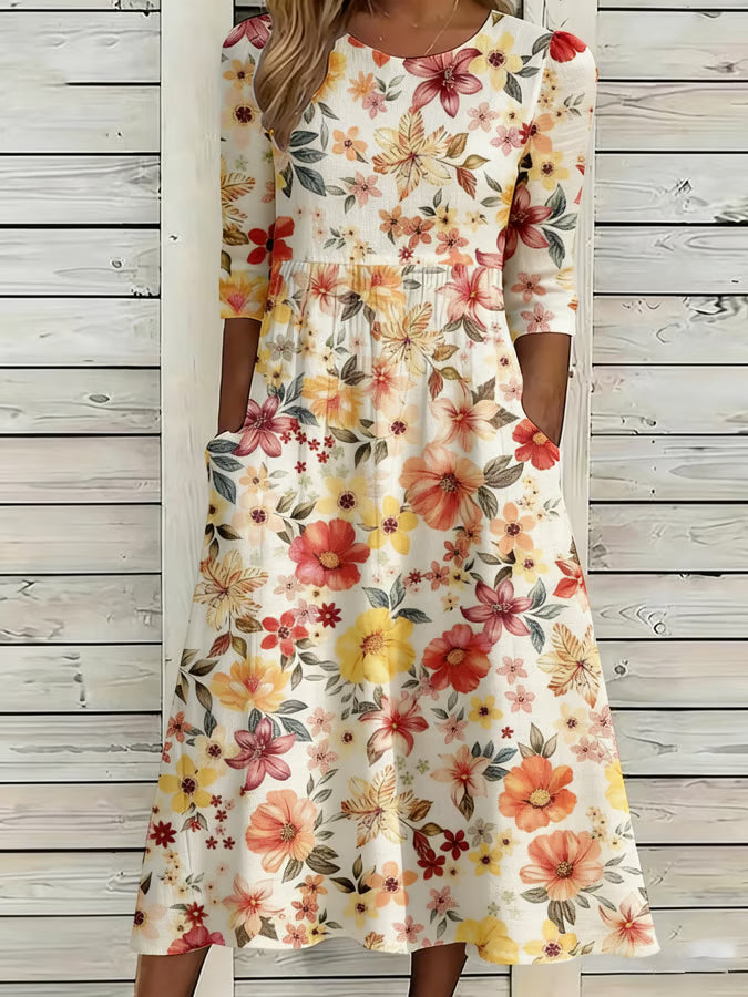 Alice™ | Vintage Floral Art Print Dress