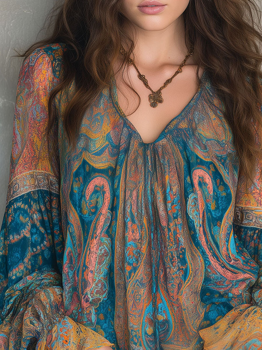 Beverly™ | Chic Paisley Print Relaxed Fit Blouse