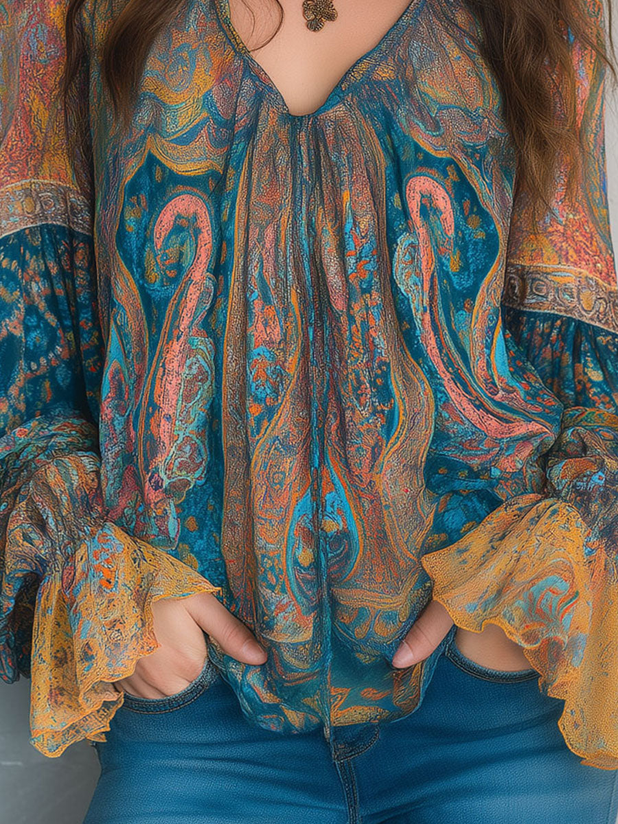Beverly™ | Chic Paisley Print Relaxed Fit Blouse