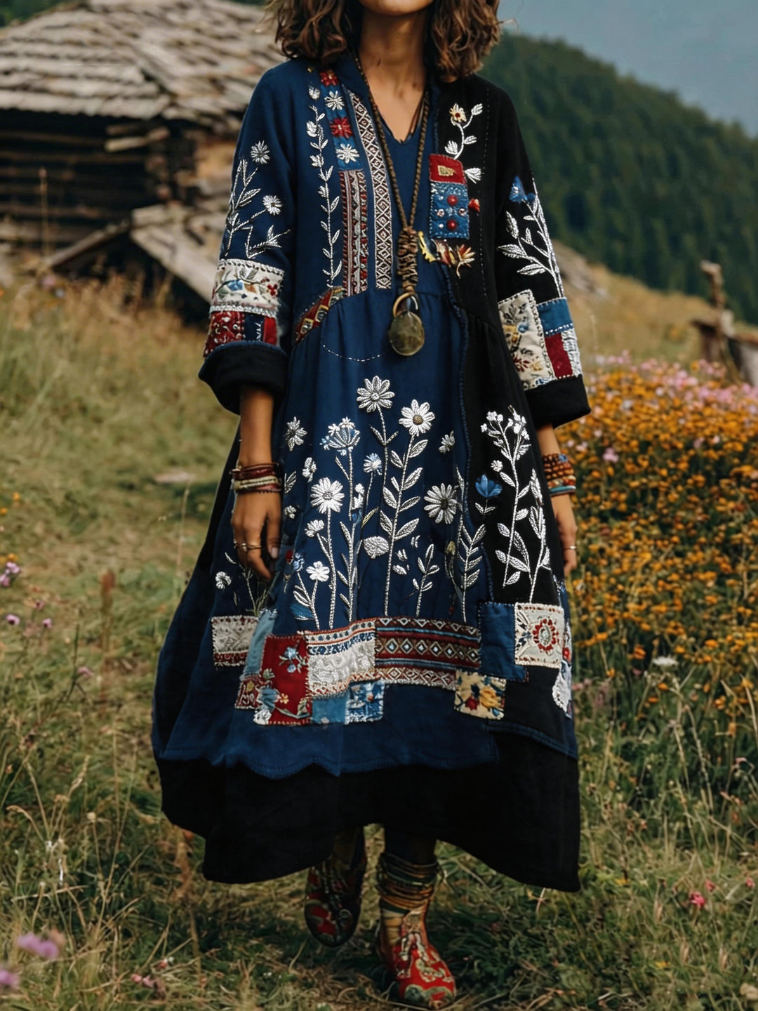 Joyce™ | Patchwork Folk Style Dress