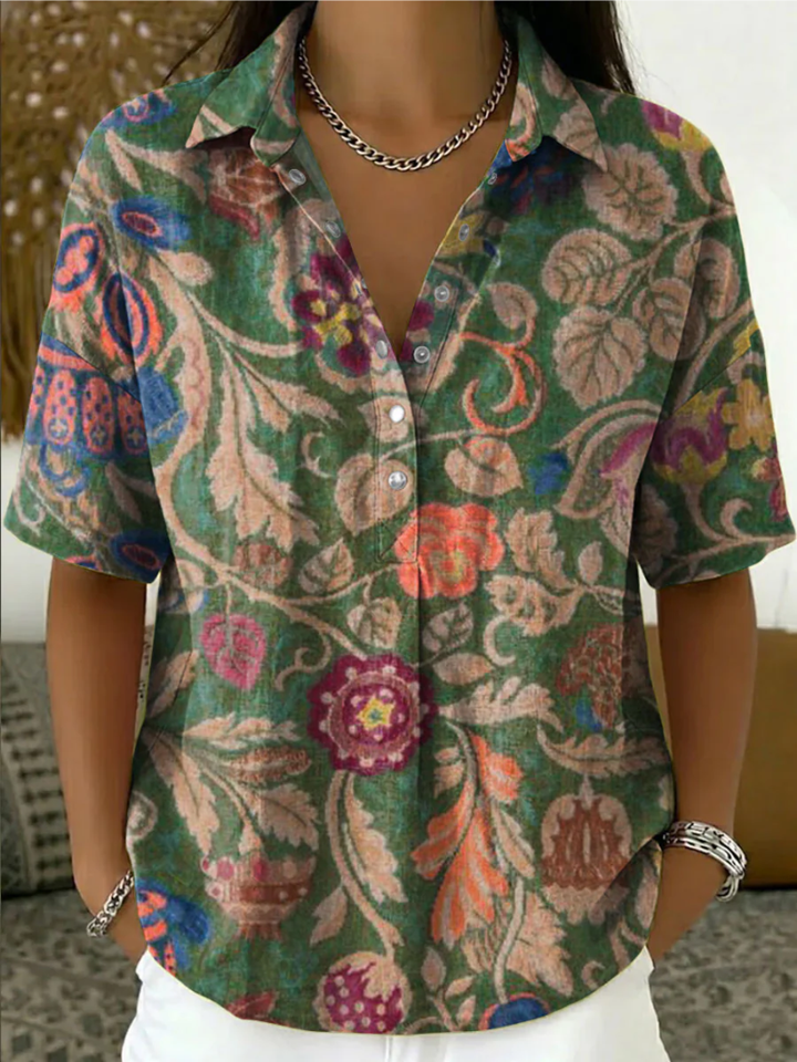 Charity™ | Casual Printed Short Sleeve Blouse