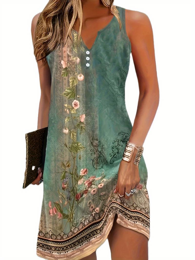Vickie™ | Lightweight V-Neck Printed Summer Dress