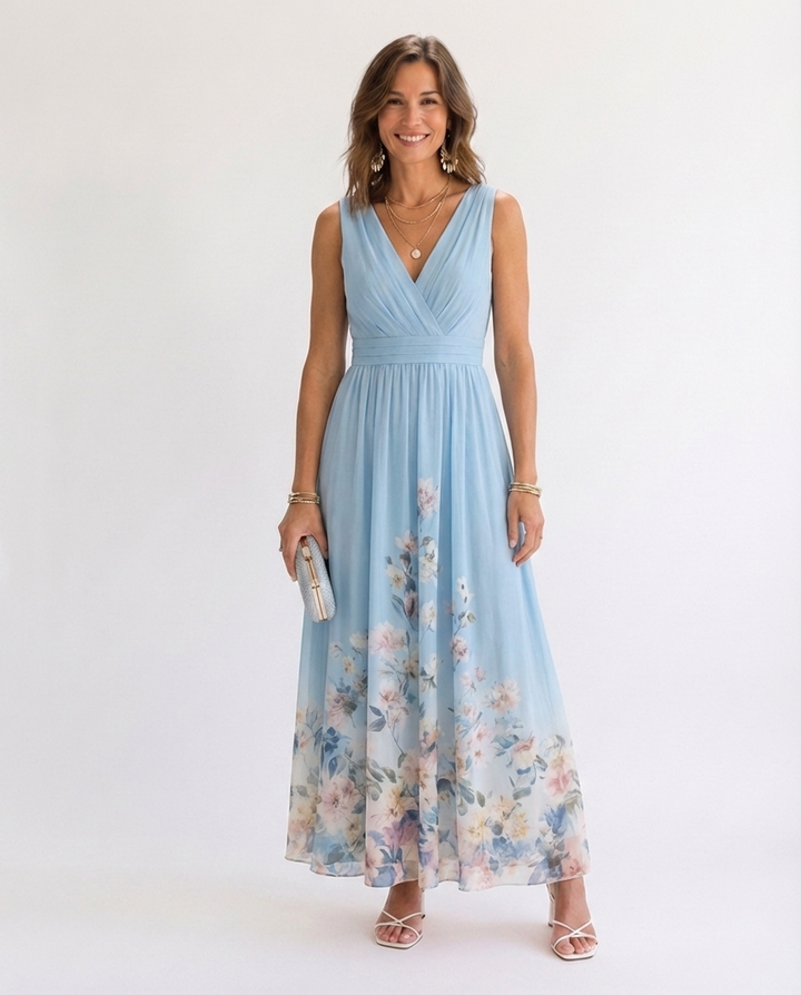 Rowan™ | Elegant Floral V-Neck Maxi Dress