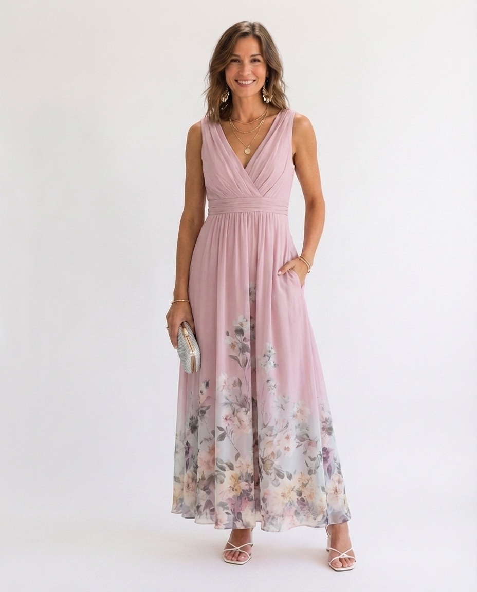 Rowan™ | Elegant Floral V-Neck Maxi Dress