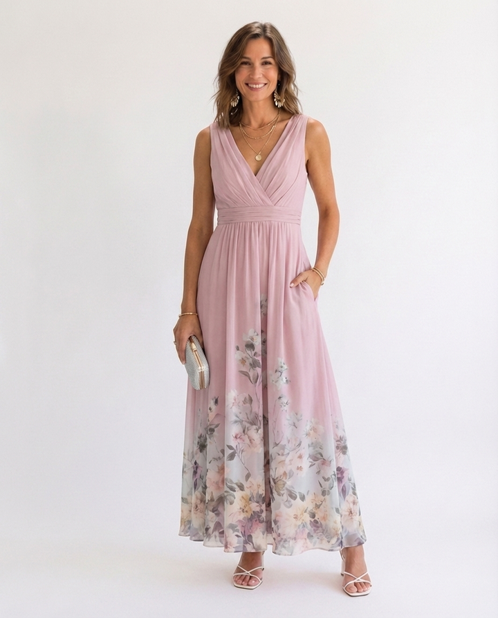 Rowan™ | Elegant Floral V-Neck Maxi Dress