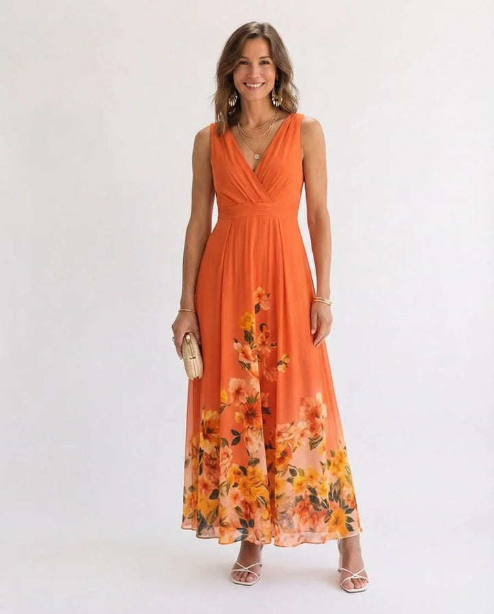 Rowan™ | Elegant Floral V-Neck Maxi Dress