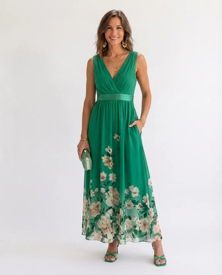 Rowan™ | Elegant Floral V-Neck Maxi Dress