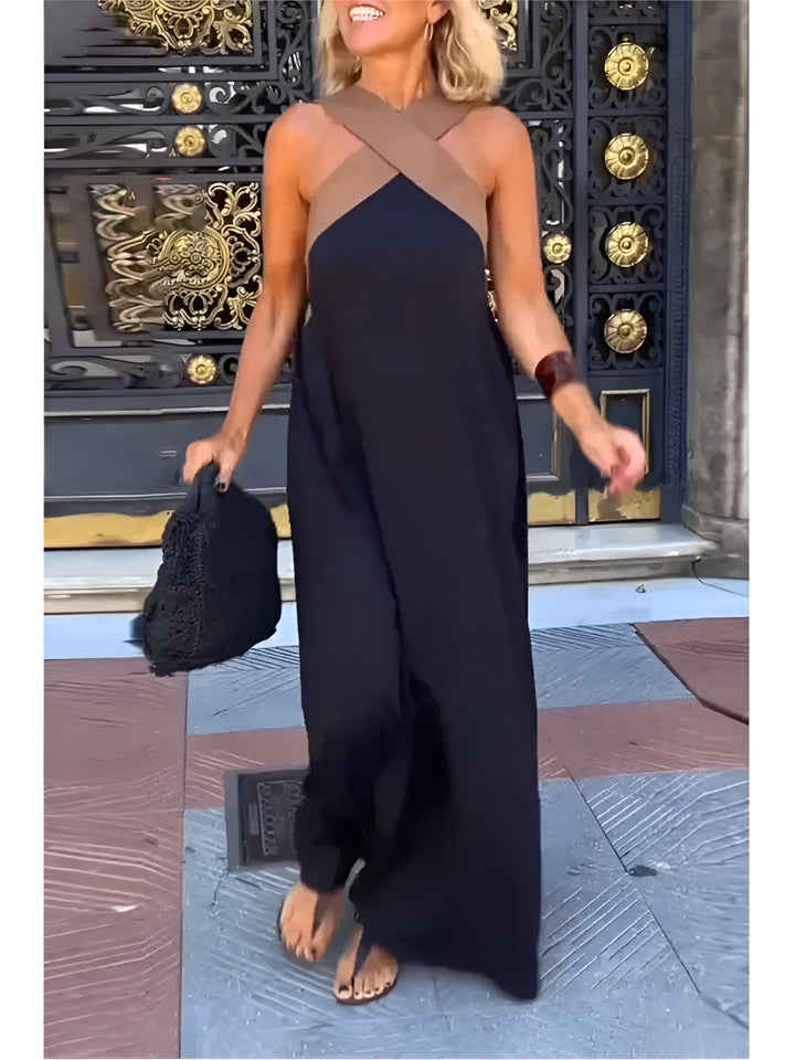 Vanessa™ | Elegant Cross Strap Maxi Dress