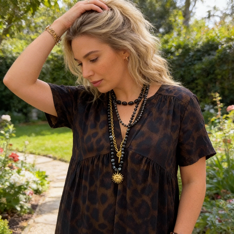 Flonnie™ | Leopard Print V-Neck Maxi Dress